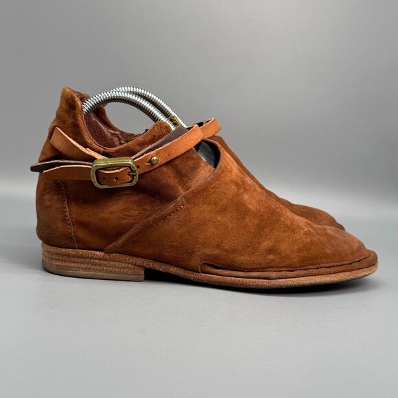 AS 98 Felix Flat Women's 6.5 37 Brown Suede Booties Side Zip Buckle Casual Boho - Picture 1 of 15